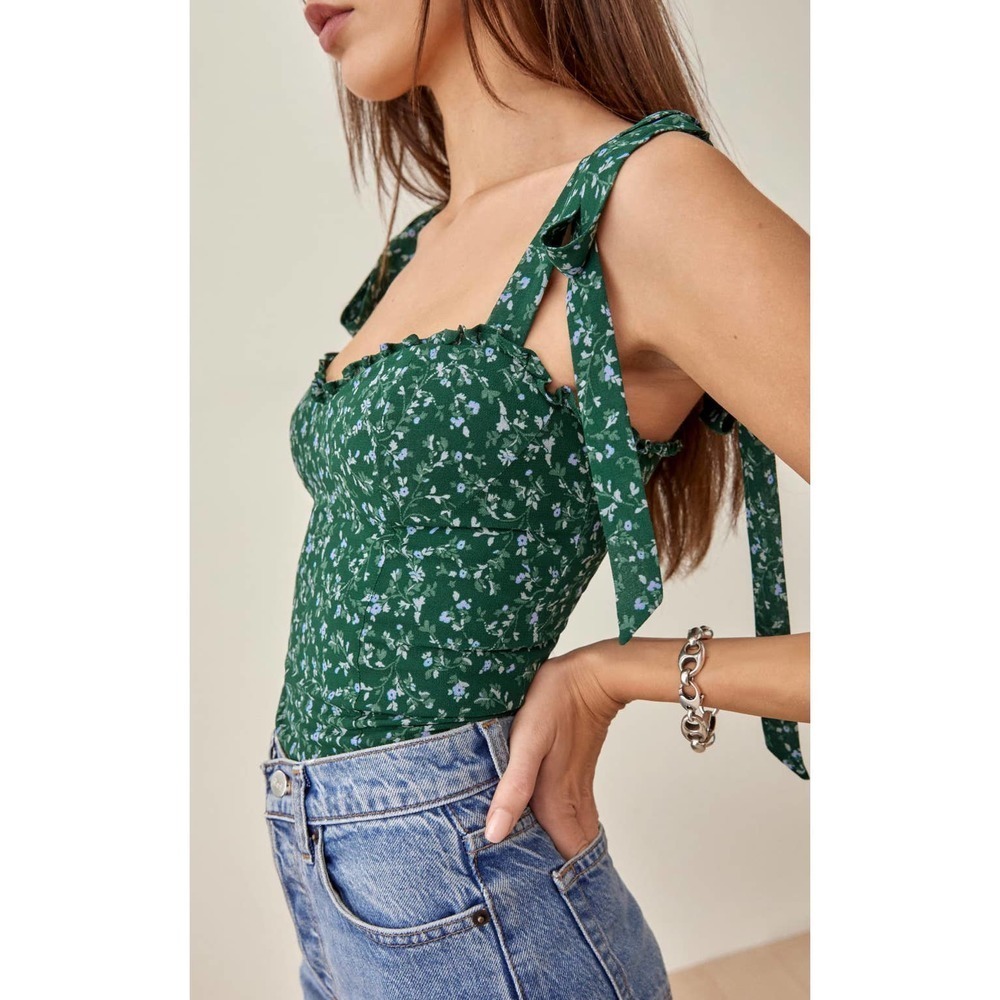 Reformation Blanka Sleeveless Top In Rosemarie Green 12
